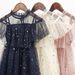 Madre e bambini ragazze vestono estate nuovo stile 2025 coreano Ins Internet celebrità bambini abbigliamento principessa vestito rosa stella maglia vestito_voghion.com