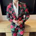 ForMen Northeast Red Flower Herrenmode-Trend Persönlichkeit Retro Hübscher Slim Fit High-End-Anzug Zweiteiliges Set_voghion.com