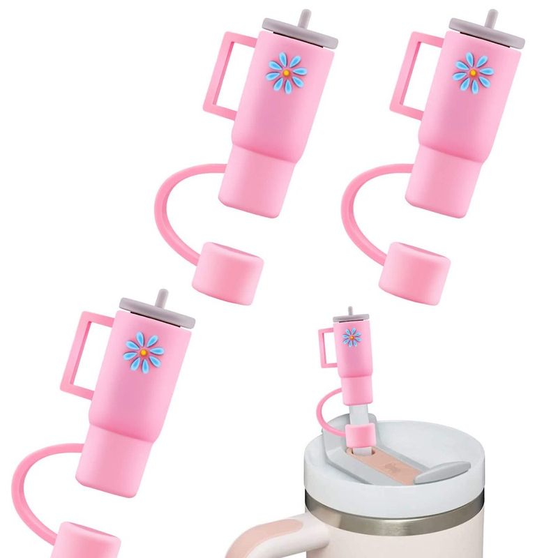 Dration Cartoon Proof Tools Stopper Fit Glass Cup Cup 4Pcs Plugs It Drinking Silicone Splash Straw With Dust Cap Cap_voghion.com