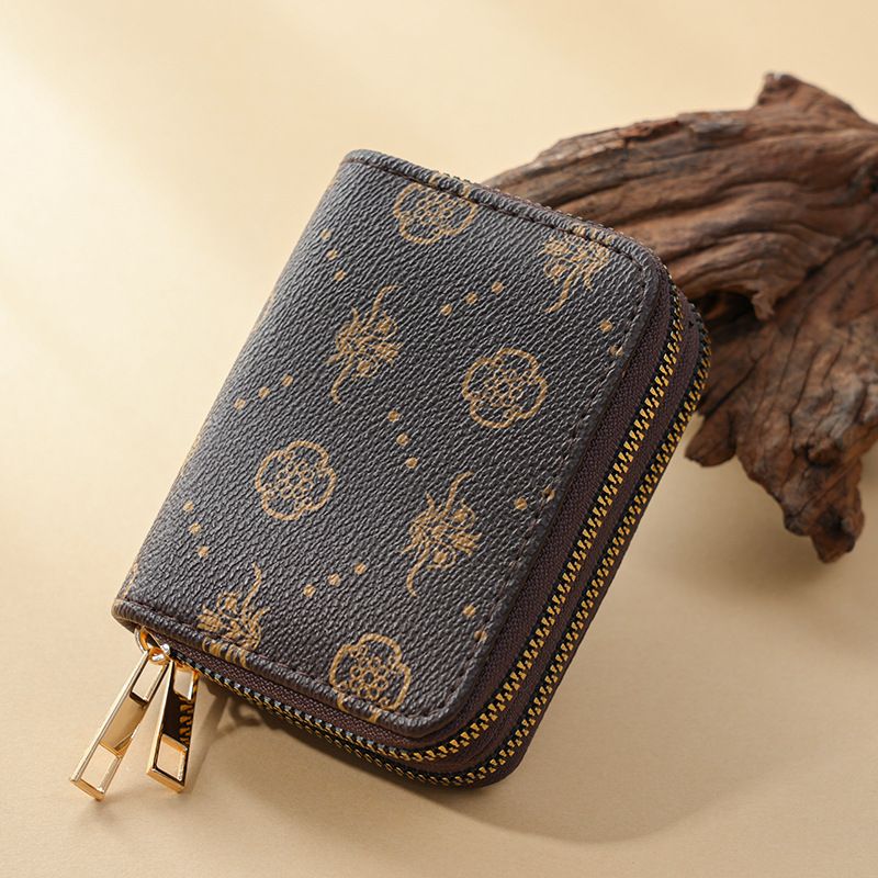 Women's Card Holder Double Zipper Accordion Fashion Multi card Slot Multi function Card Holder Retro Trend Coin Purse_voghion.com