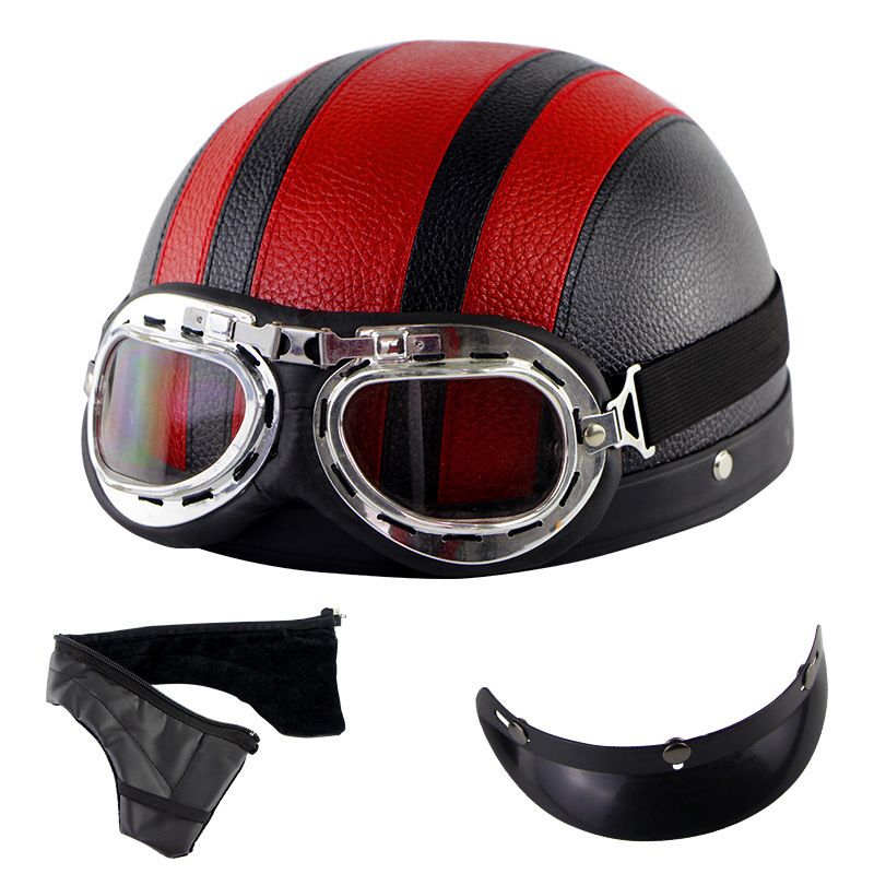 özel motosiklet elektrikli araba Harley yarım kask deri kask erkek ve kadın yaz kaskı sürüş kaskı evrensel_voghion.com
