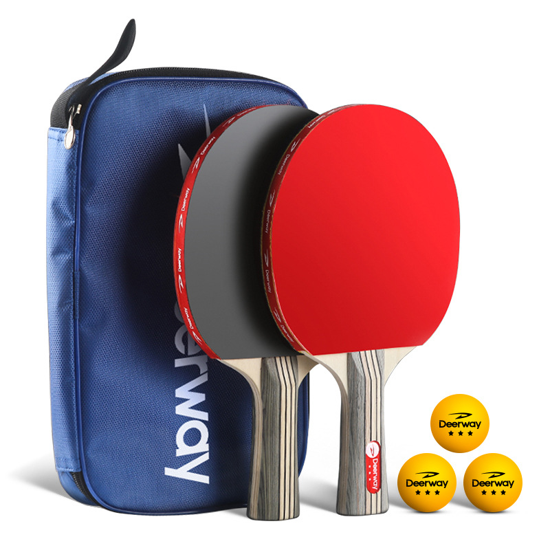 Table tennis set with double-sided reverse adhesive finished racket, straight and horizontal rackets, 2 racket sets_voghion.com