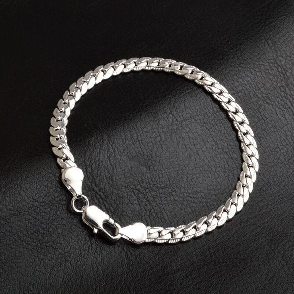 Silver Plated Side Bracelet For Men Women, Korean And Japanese Style, Unique Cool Hip-Hop Ins Niche Simple Design 5MM_voghion.com
