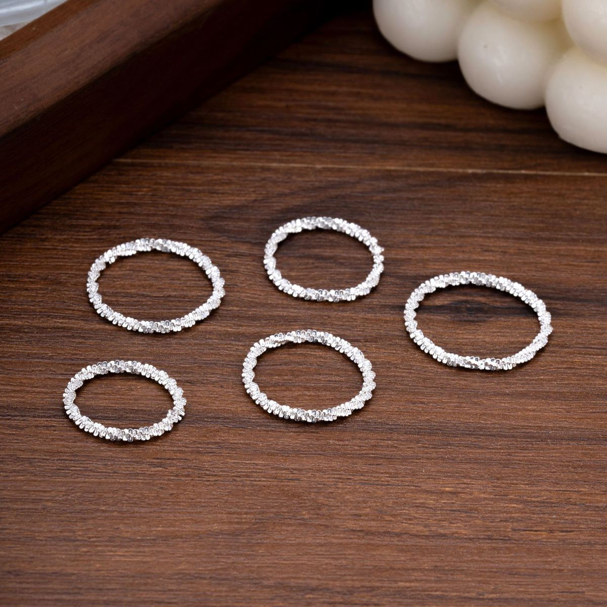 Bracciale a strati con catena a forma di galassia scintillante, in argento puro, con elemento cavolfiore, cerchio e cielo stellato_voghion.com