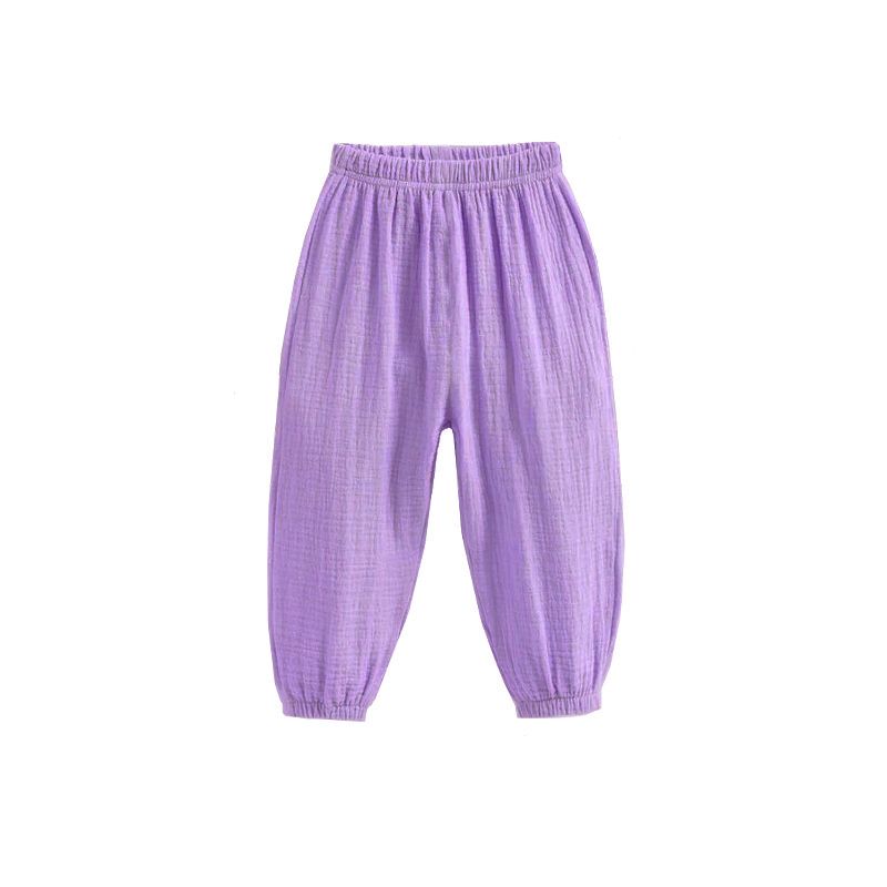 XUANMU Summer Boys Girls Pants Children Solid Color Cotton Linen Loose Harem Pants Casual Kids Hight Waist Pleated Trousers XB009_voghion.com