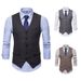 Männer Casual Herringbone Single-Breasted Modesch Männer V-Ausschnëtt Kostümweste_voghion.com