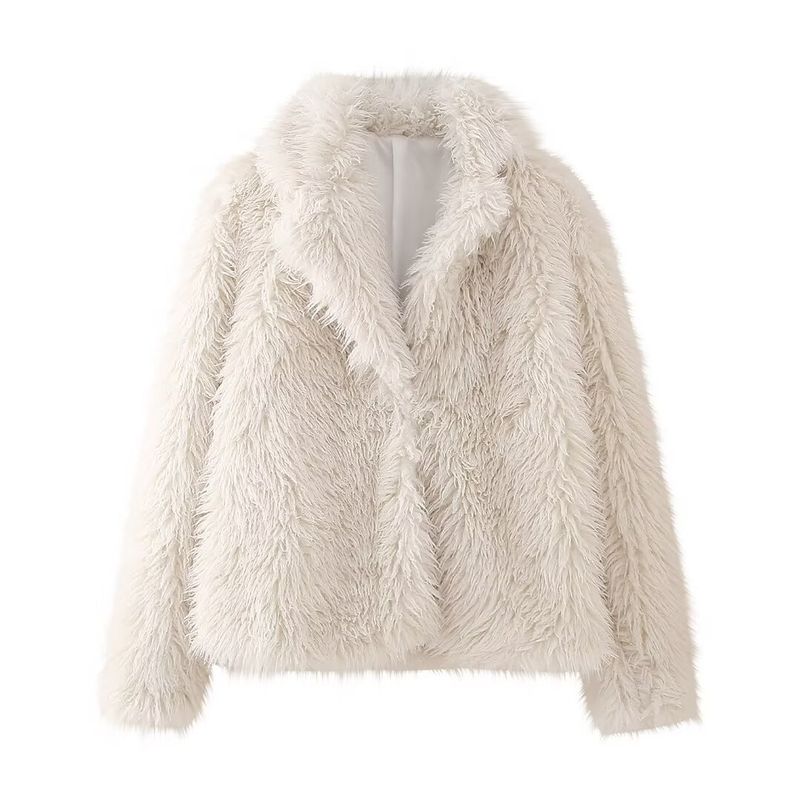 Women's Clothing specializes in Y2K fashion versatile lamb wool effect lapel jacket_voghion.com