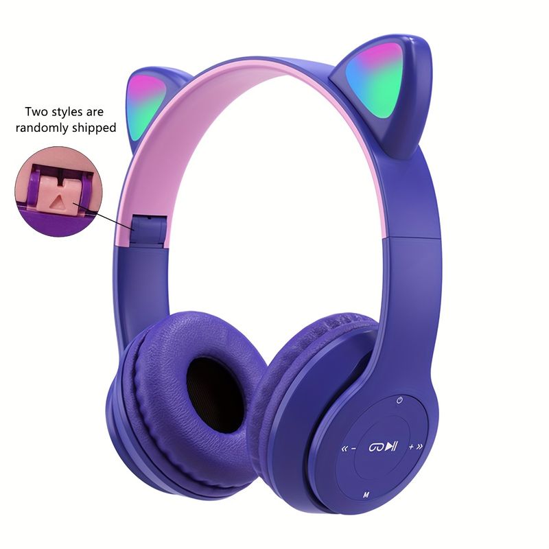 Séiss Kopfhörer Gaming Lafkopfhörer Kabellos Ouerloop Kopfhörer Ouerréier. Beliicht Kabellos Kopfhörer, Faarweg LED Luucht Komfort In-Ear Kopfhörer_voghion.com