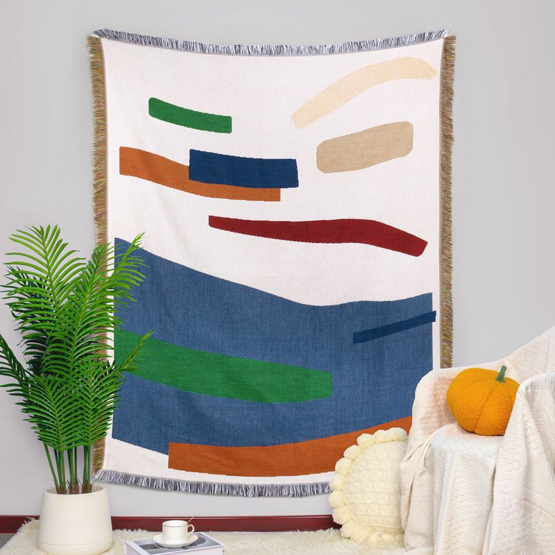 Camping Blanket Moisture Proof Picnic Mat Jacquard Tapestry Ins Style Sofa Towel Line Blanket Multifunctional Sofa Blanket_voghion.com