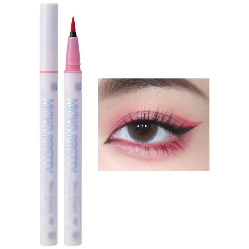 Waterproof matte colored liquid eyeliner pen, durable, ultra-thin, blue, brown, red eyeliner pen, Korean cosme_voghion.com