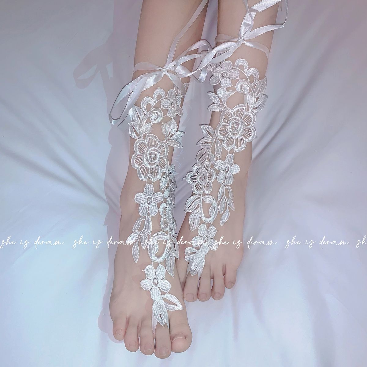 Ella es como un sueño: Deseo Control Encaje Sexy Cordón Día de San Valentín Amor Adorno Belleza Calcetines Pie Moda Mujeres_voghion.com