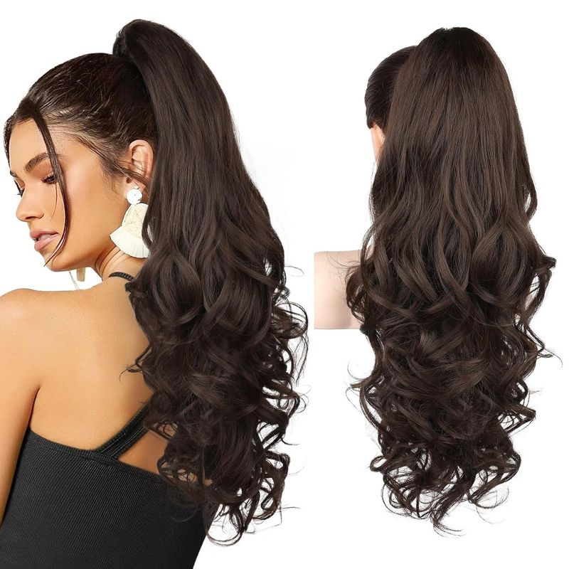 Synthetic Clip-in Ponytails, Ladies' Clip On Long Curly Ponytails, Fluffy And Natural, Multiple Colors Available_voghion.com