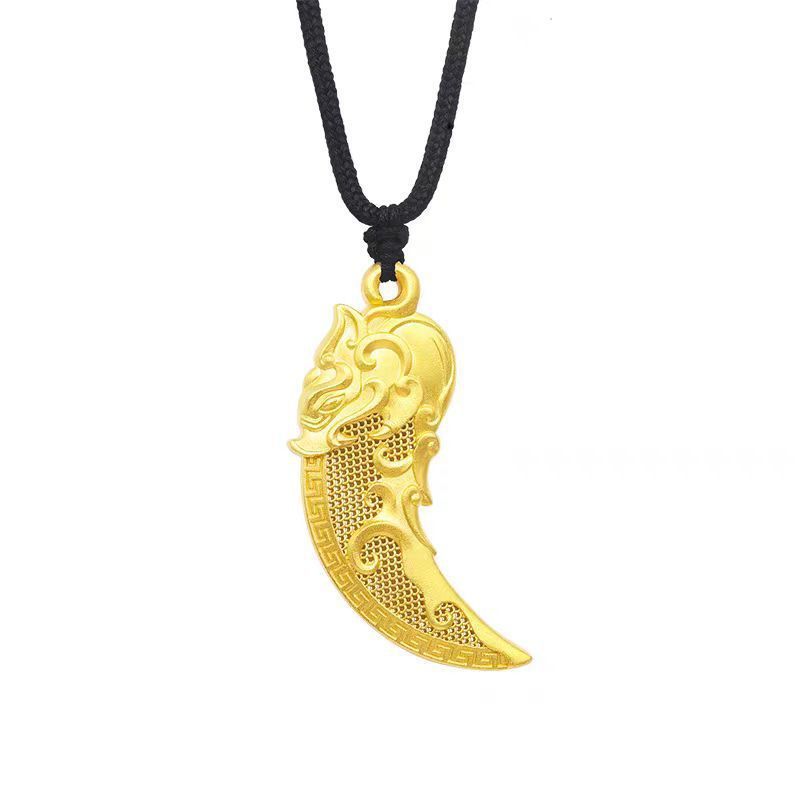 Sandgold neit Muster Spike-Unhänger fir Männer dominant Perséinlechkeet Moudsimulatioun Gold Spike-Unhänger Accessoiren Grousshandel_voghion.com