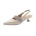 Pointed Shoes 2025 Spring/Summer New Cowhide Shallow Mouth With Diamond Small Women's Baotou Flat Bottom Fashion Sandals_voghion.com