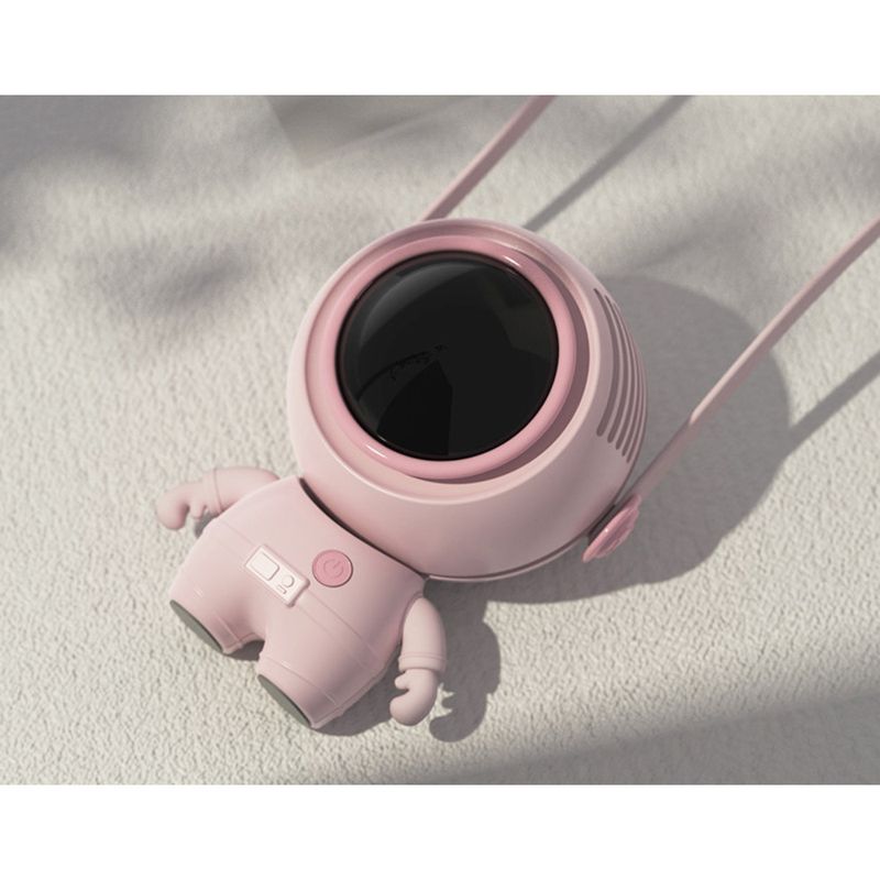 New Mini USB Rechargeable Neck Hanging Handheld Desktop Astronaut Bladeless Children's Space Man Small Electric Fan_voghion.com