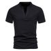 New Men's Deep V-Neck Short Sleeved With Breathable Elastic Base, Summer Fashion Stand Up Collar T-Shirt Top_voghion.com
