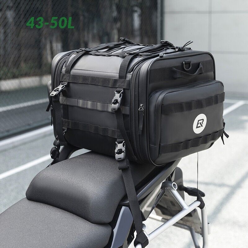 ROCKBROS Motorrad Hecktasche 50L mit Regenschutz Sitzbanktasche PVC Hinten Faltbar_voghion.com