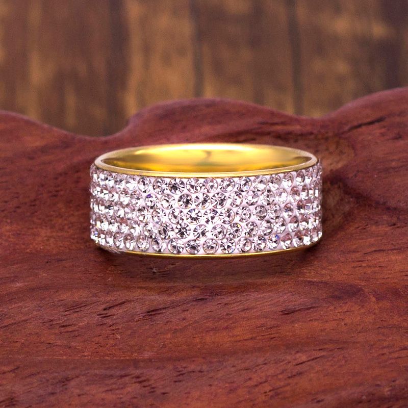 Anillo de cristal de 5 filas de acero inoxidable para mujer, boda, anillos de cristal de acero inoxidable para mujer, hombre y mujer_voghion.com
