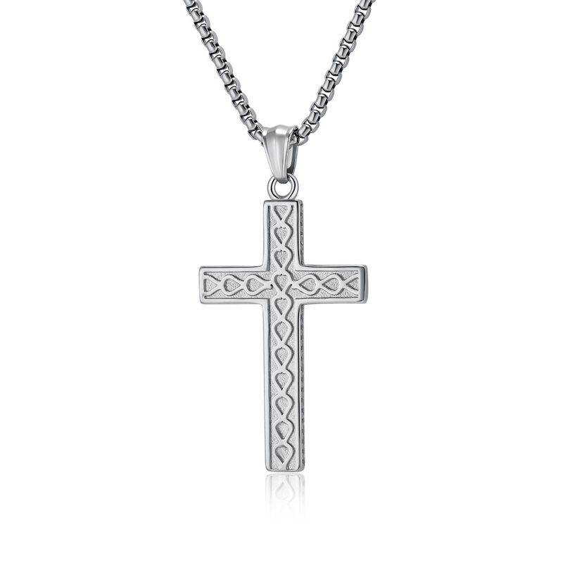 Collana con ciondolo a croce in acciaio al titanio dallo stile semplice, per uomini e donne, accessori con catena per maglioni_voghion.com