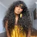 Water Wave Human Hair Wigs With Bang Full Machine Made in Natural Color Peruvian Remy_voghion.com