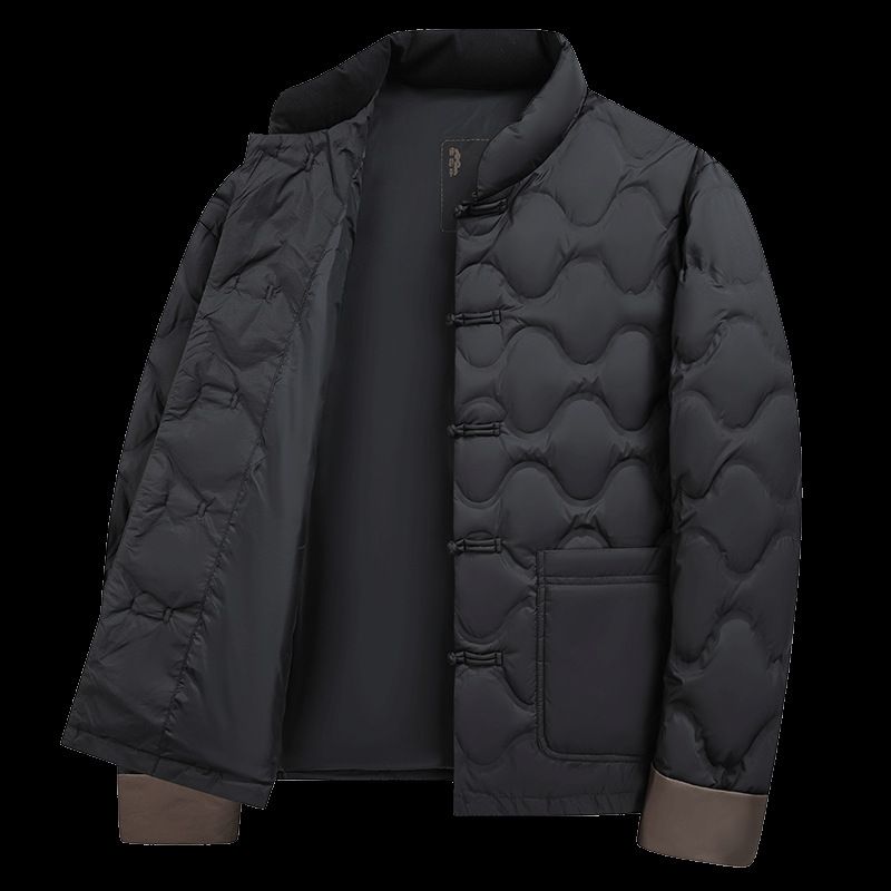 Giacca da uomo alla moda in stile Tang con collo alto, giacca invernale 2024 in piumino d'anatra bianco 90_voghion.com