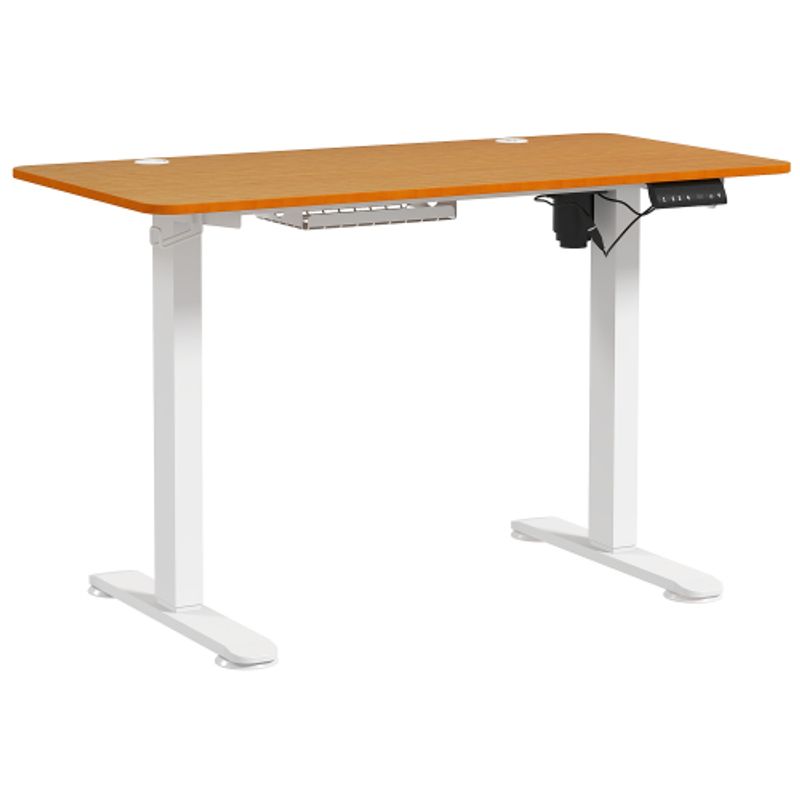Vinsetto Höhenverstellbarer Stehtisch Elektrisch 120x60cm Mit Anti-Kollision Kabelbox Und Haken Zum Aufhängen Aus Spanplatte Naturholz_voghion.com