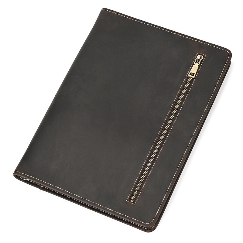 Men's Clutch Bag Wrist Bag Retro Crazy Horse Leather Folder IPad Protective Cover Pen Slot First Layer Cowhide 12.9 Inch Tablet Bag_voghion.com