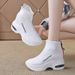 Women's Chunky Sole Platform Sneakers - Breathable High-Top Lace-Up Shoes With Back Zipper For Casual & Sporty Style_voghion.com
