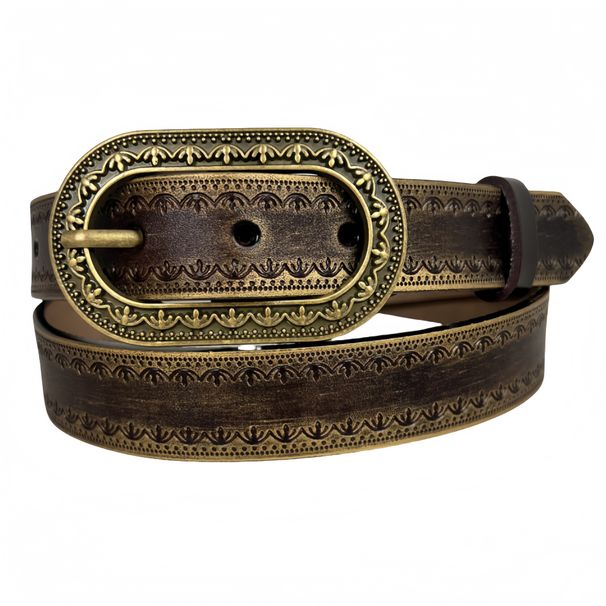 Pasek skórzany w stylu retro z efektem gradientu Y2K, tłoczony, jasnoazjatycki, OOTD_voghion.com