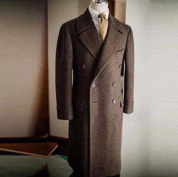 Men's Wool Blend Double-Breasted Overcoat – Formal Winter Coat For Weddings, Performances & Evening Events (Dark Brown, Slim Fit, Xxs-4xl)_voghion.com