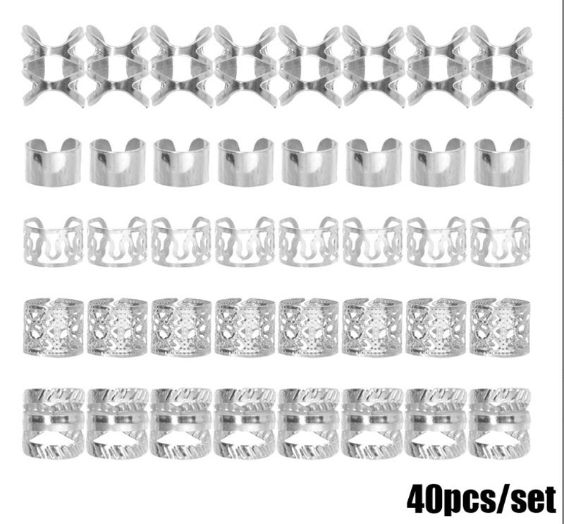 Hair Clips&Pins 120PC Set Wig Accessories Braid Hair Accessories Gold Silver Dreadlocks Hair Extension Ring Set_voghion.com