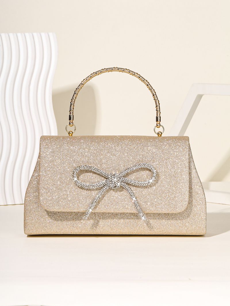 Damen Diamant Bowknot Handtasche Nische Glitzer Hand Trage Mode einfache Abendessen Damen Tasche_voghion.com