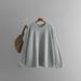 Oversize-Pullover mit Rundhalsausschnitt für Damen – Weiche Viskosemischung, lockere Passform, vielseitige Unifarben (Schwarz/Grau/Beige/Khaki/Hellblau)_voghion.com