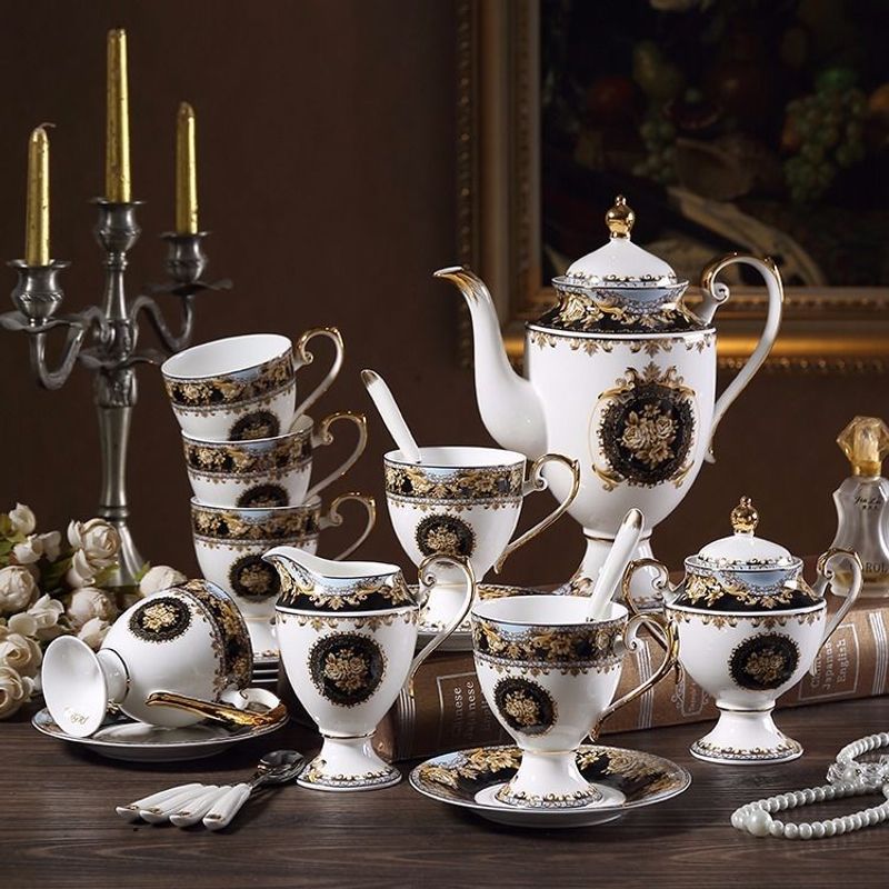 European Palace Style Bone China Luxurious Afternoon Tea Household Ceramic Coffee Cup And Saucer Set_voghion.com