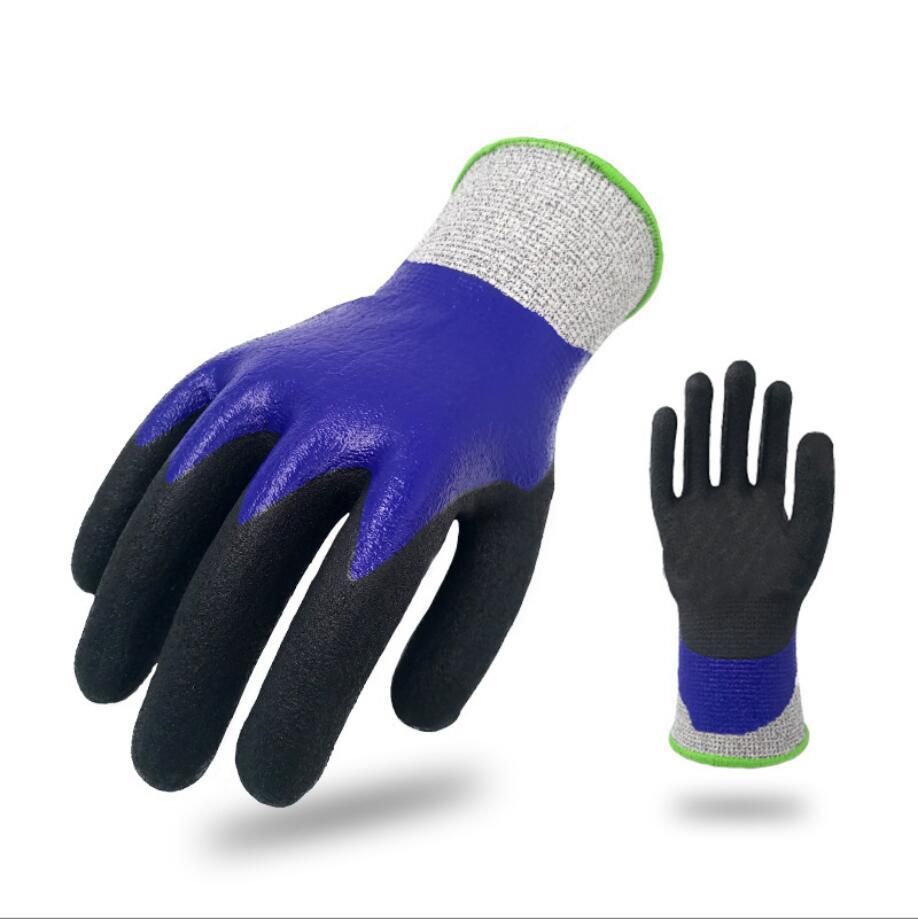 Schnittfeste Handschuhe der Stufe 5 – HPPE- und Nitril-beschichtete Arbeitshandschuhe für die Metallbearbeitung, Glasverarbeitung und Elektroarbeiten (rutschfest, chemikalienbeständig)_voghion.com