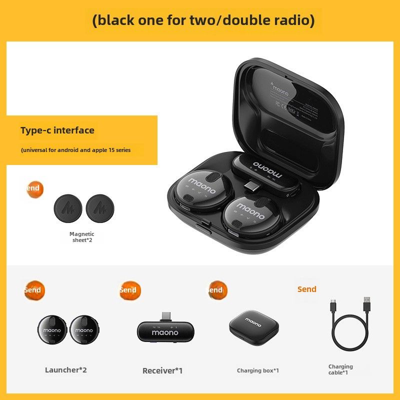Live Streaming Must-Have - HD Noise-Canceling Microphone with Magnetic Clip Wear, One-Touch Reverb, and 18-Hour Battery Life_voghion.com