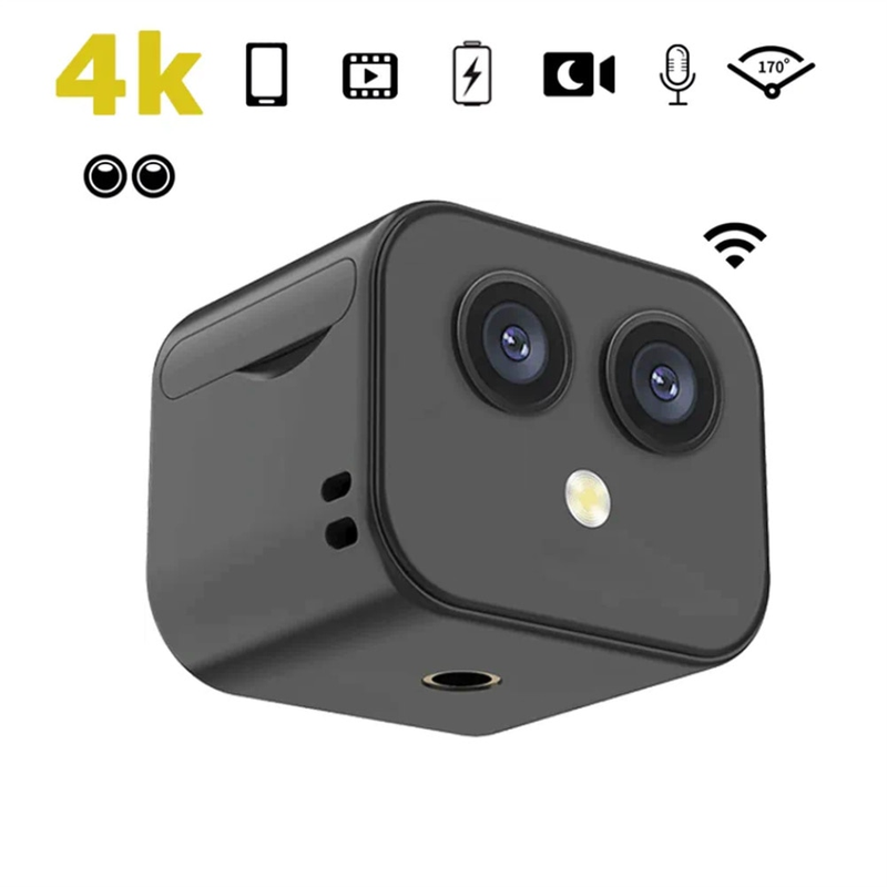 WiFi Mini IP Camera HD 4K Wireless Security Surveillance Micro Dual Cam Night Vision Smart Home Sports Monitor Built-in_voghion.com