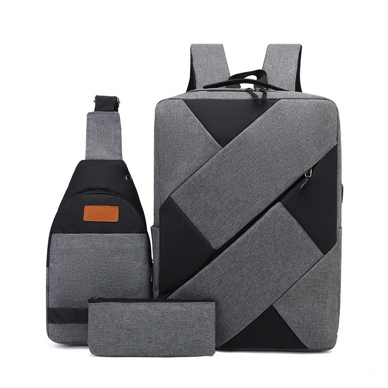 New Backpack Three-piece Set Large Capacity Backpack Charging Business USB Computer Backpack Travel Bag_voghion.com