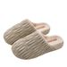 Wrinkled Cotton Slippers For Women, Autumn And Winter, Indoor Home, Anti Slip, Waterproof, Warm, Home With Velvet Leather Slippers For Men_voghion.com