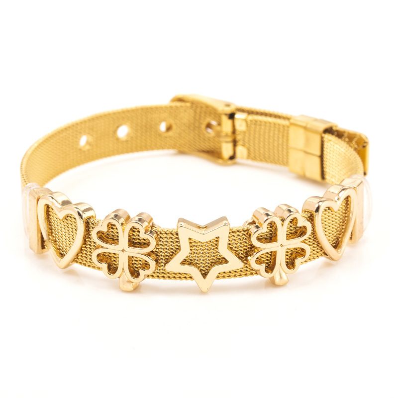 Braccialetti con ciondoli, cinturino per orologio in maglia di acciaio inossidabile da 10 mm, bracciale per coppie, bracciale regolabile_voghion.com