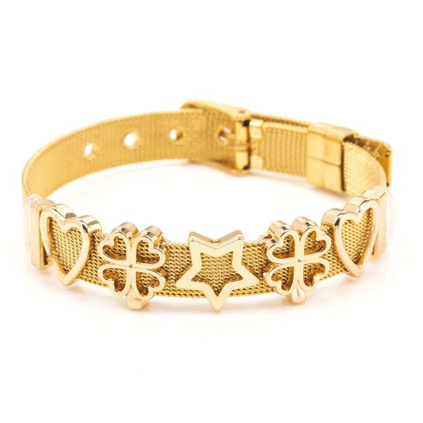 Braccialetti con ciondoli, cinturino per orologio in maglia di acciaio inossidabile da 10 mm, bracciale per coppie, bracciale regolabile_voghion.com