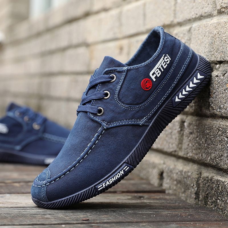 Men's Shoes Casual Cloth Shoes Men's Canvas Shoes Breathable Denim Old Beijing Cloth Shoes Soft-soled Lace-up Board Shoes_voghion.com