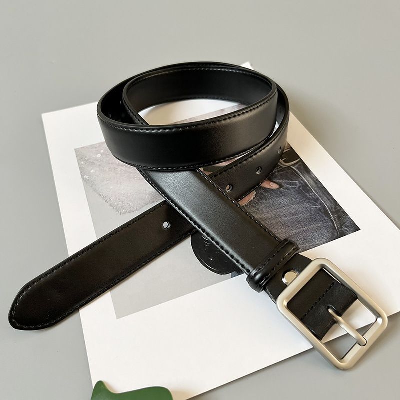 Jeans pour femmes en cuir véritable, peau de vache pure, polyvalent, mode, style ins, décoration avec costume, ceinture rétro noire, tendance_voghion.com