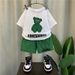 Summer Boys Set, 2022 New Pure Cotton Short sleeved Top, Ice Silk Shorts, Big Boy's Western Style Two Piece Set_voghion.com