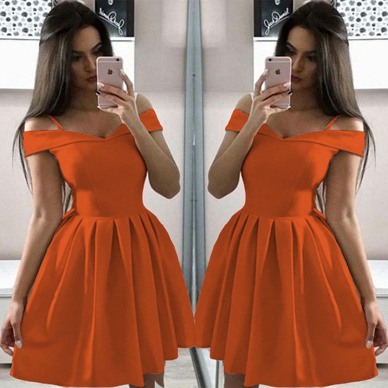 Abbigliamento da donna Nuovo monospalla Sling Tube Top Gonna a pieghe con vita alta e grande swing_voghion.com