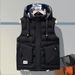 Men's Winter Padded Vest Jacket - Thickened Warm Workstyle Sleeveless Coat For Outdoor & Casual Wear (Black/Red/Beige/Blue/Brown/Gray, L-6XL)_voghion.com