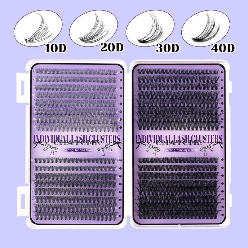 New 640 9-16mm Single Cluster False White Box Natural Dense DIY Segmented D-Curve Eyelashes_voghion.com