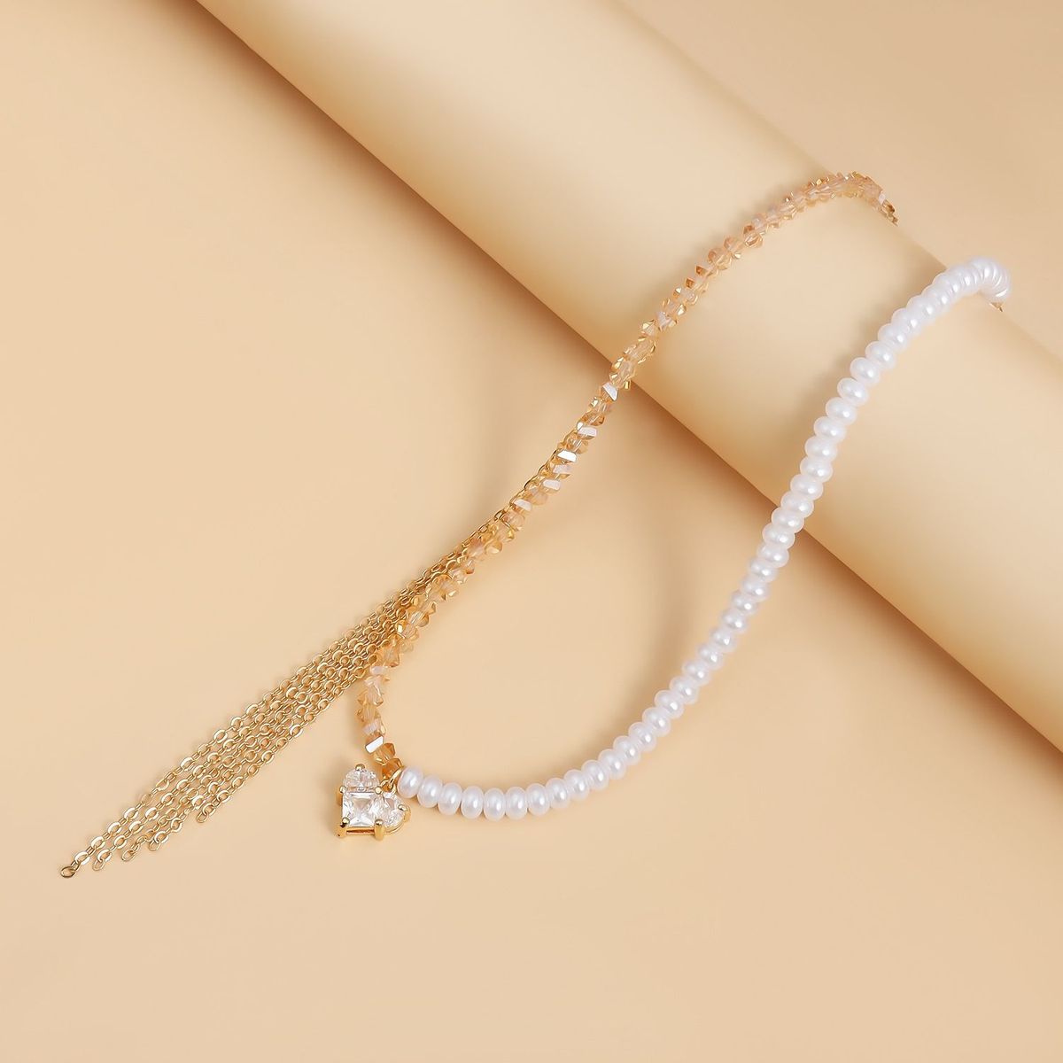 Collana con ciondolo a forma di cuore in zircone, nappa, perla di cristallo, catena per clavicola_voghion.com