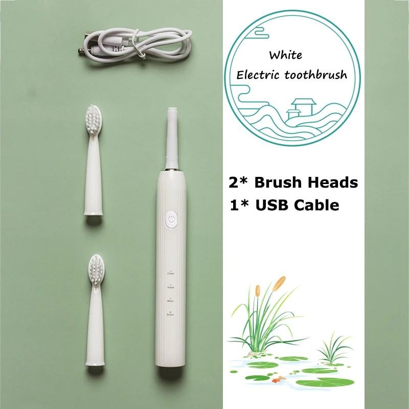USB Sonic Electric Soft Bristle Smart Timer 3 Gears Replacement Brush Head Set Oral Clean Whiten Toothbrush_voghion.com