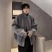 boy European American Style Gray Stand Collar Coat Men, Autumn And Winter Chic Woolen Short Overcoat, Oversized Suit Jacket_voghion.com